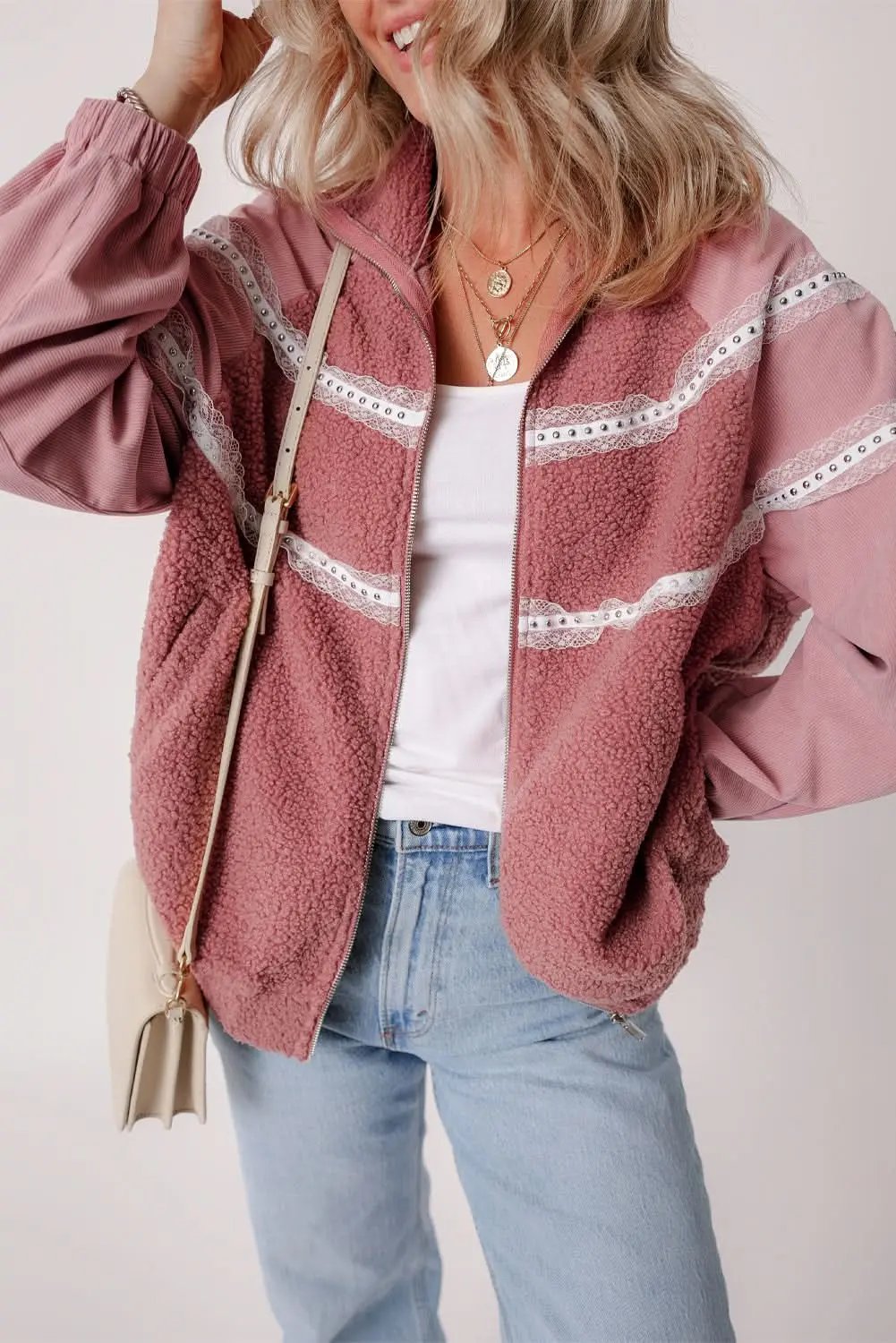 Cozy rose pink sherpa jacket - Love Salve